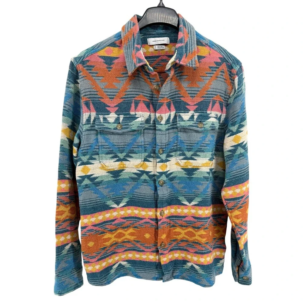 Urban Outfitters Mens Small Pre-Owned Southwestern Aztec 100% Cotton Shirt - Picture 3 of 14